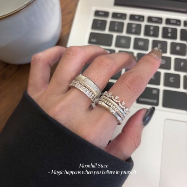 Elegant S925 Sterling Silver Ice Cube Princess-Cut Ring for Women – Minimalist Chic Square Diamond Design - Image 4