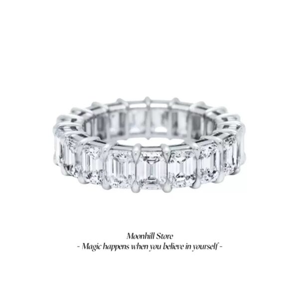 Elegant S925 Sterling Silver Ice Cube Princess-Cut Ring for Women – Minimalist Chic Square Diamond Design