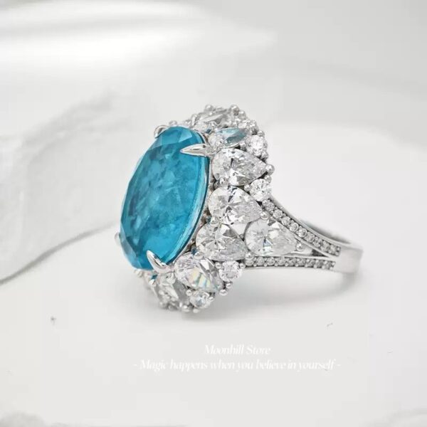 Luxury 12-Carat Oval Composite Gemstone Statement Ring – S925 Sterling Silver with 18K Gold Plating - Image 4
