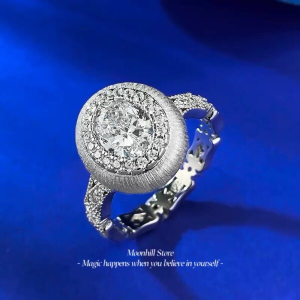 S925 Silver Vintage Egg-Shaped Brushed Ring – 1.25ct Elegant & Versatile Fashion Design - Image 4