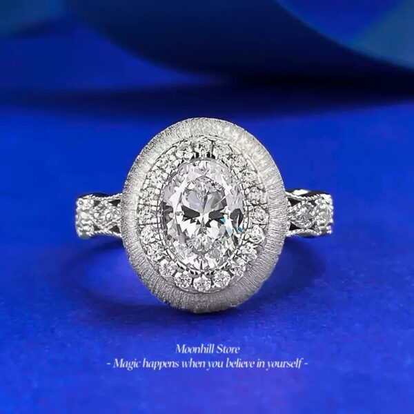 S925 Silver Vintage Egg-Shaped Brushed Ring – 1.25ct Elegant & Versatile Fashion Design - Image 3