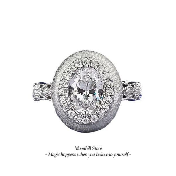 S925 Silver Vintage Egg-Shaped Brushed Ring – 1.25ct Elegant & Versatile Fashion Design - Image 2