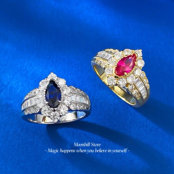 S925 Silver Marquise-Cut Ruby Red Ring – Fresh & Elegant Spring/Summer Design - Image 3