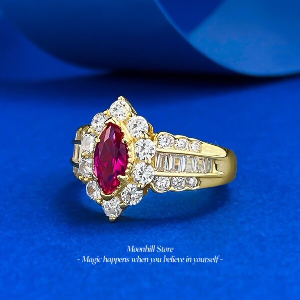 S925 Silver Marquise-Cut Ruby Red Ring – Fresh & Elegant Spring/Summer Design - Image 4