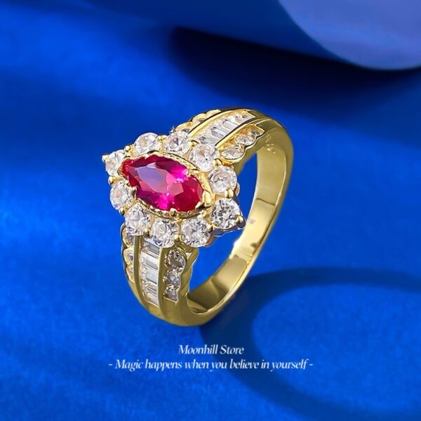 S925 Silver Marquise-Cut Ruby Red Ring – Fresh & Elegant Spring/Summer Design - Image 6