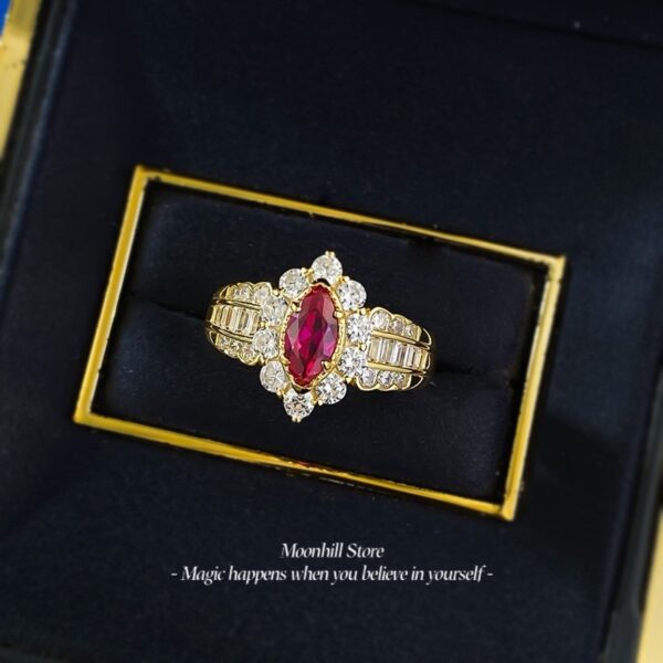 S925 Silver Marquise-Cut Ruby Red Ring – Fresh & Elegant Spring/Summer Design - Image 11