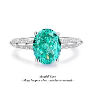 S925 Silver Paraiba Zircon Ring – 8×10mm Pigeon Egg Design, Minimalist Luxury, European & American Style
