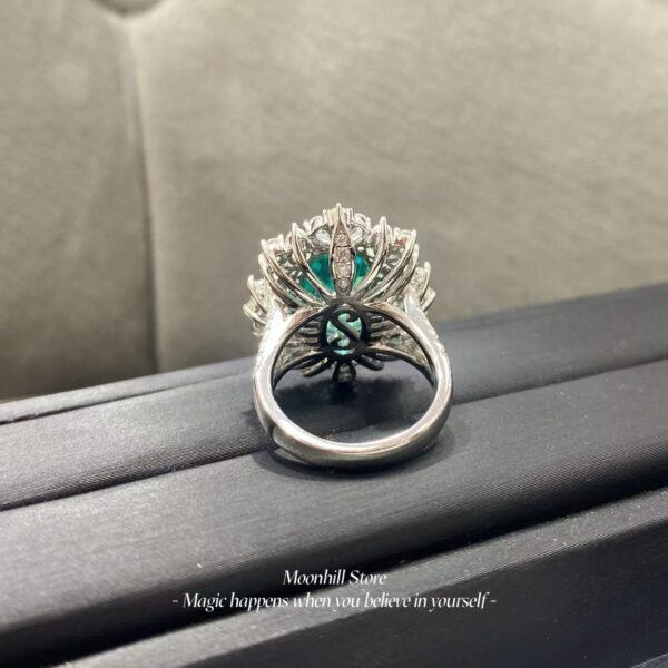 Lab-Created Paraiba Oval 6-Carat Ring – Elegant Luxury 925 Silver Gold-Plated - Image 4