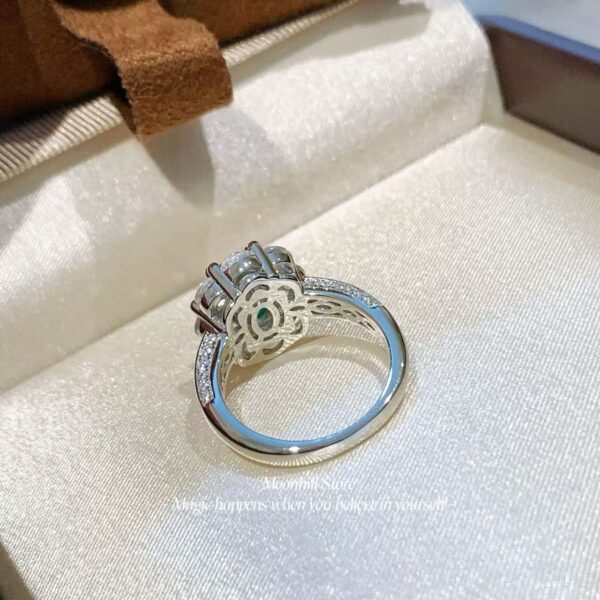 Vintage S925 Sterling Silver Oval 3-Carat Paraiba Sunflower Diamond Ring – European & American Style - Image 7